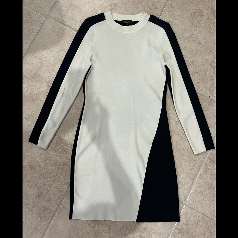 Rag and Bone Navy and Cream Sweater Dress